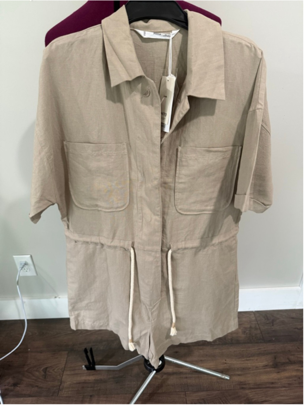 New Mango Linen Utility Romper Small - Picture 2 of 8